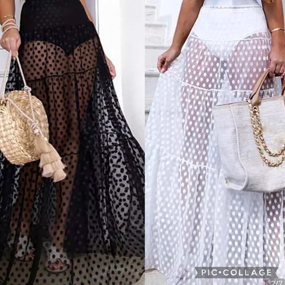 Ready for the 🏖 Beach. White Sheer Cover-Up Skirt - Picture 3 of 3